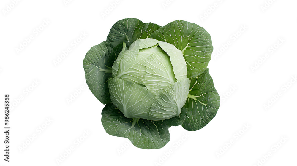 Fototapeta premium Fresh green cabbage isolated on transparent background