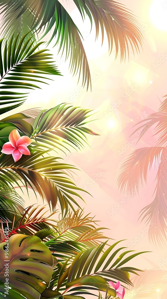 Obraz premium Tropical Palm Leaves Background Illustration