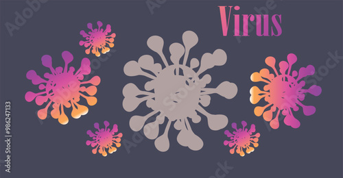  Coronavirus Virus cells on colorful background.