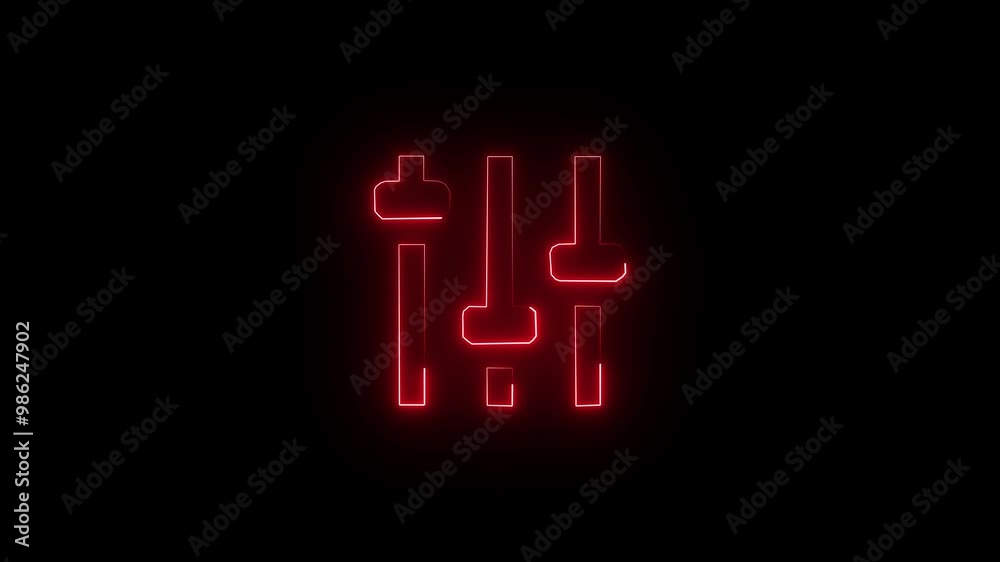 Neon android setting icon animated with black background. Neon android setting icon animated with black background.