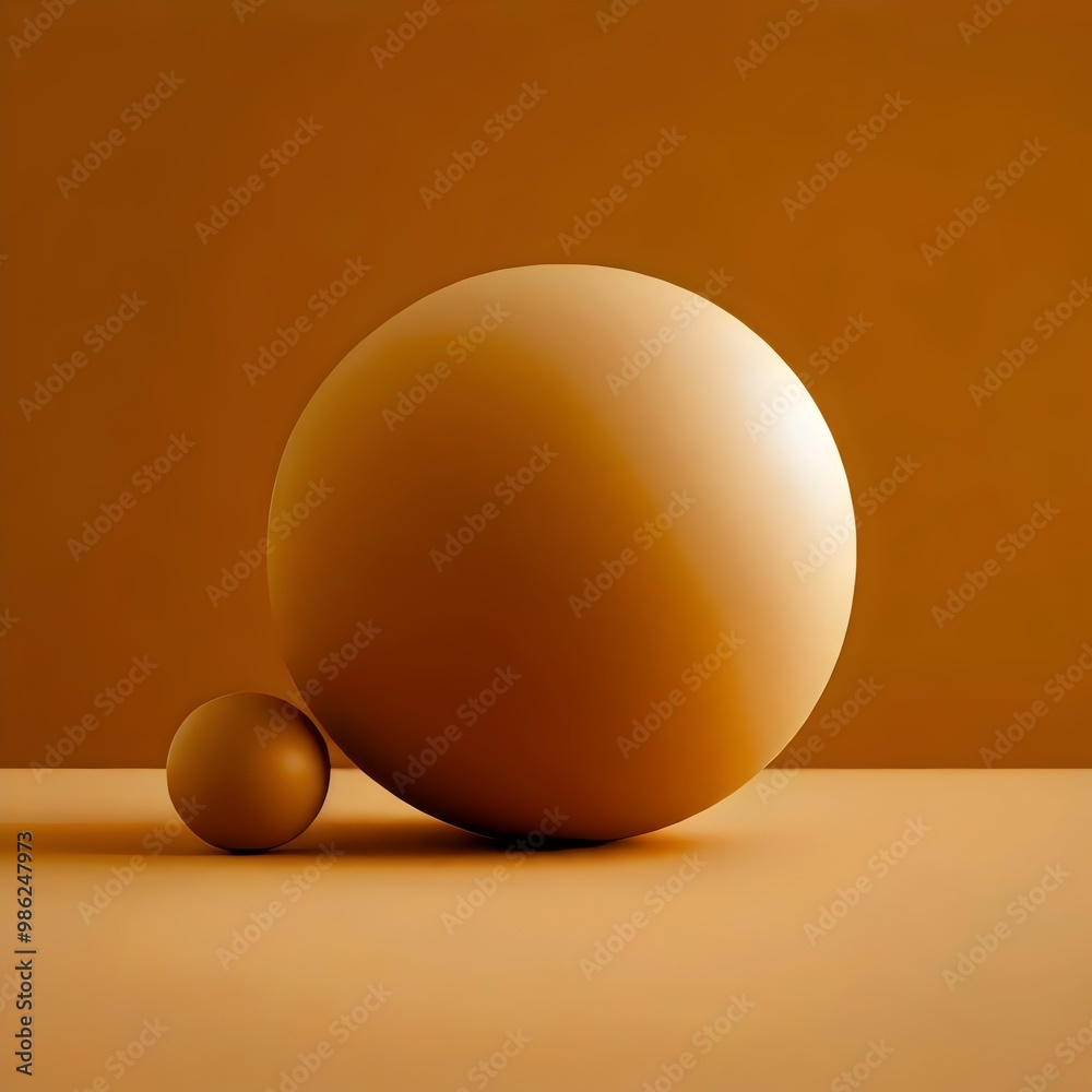orange and yellow background with large and small balls lying on the surface. orange and yellow background with large and small balls lying on the surface.
