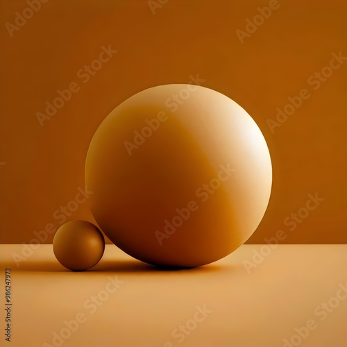 orange and yellow background with large and small balls lying on the surface.