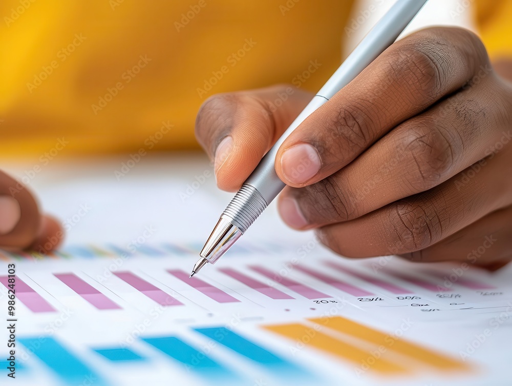 Man holding a digital pen over budget spreadsheet, financial technology, budget planning Man holding a digital pen over budget spreadsheet, financial technology, budget planning