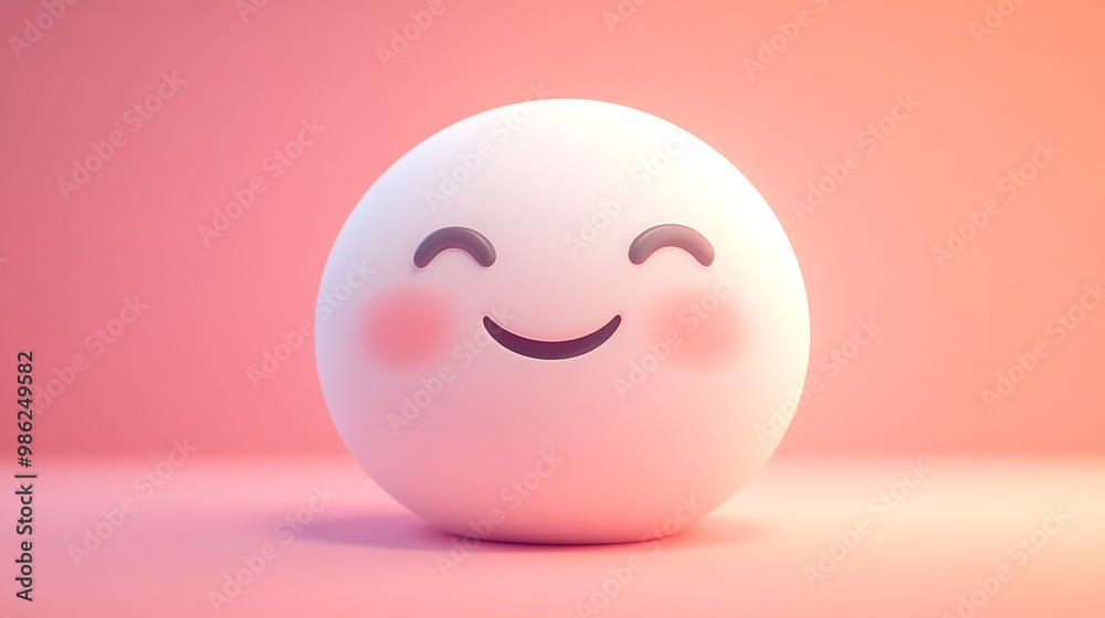 Fototapeta premium Smiling White 3D Emoji on a Pink Background
