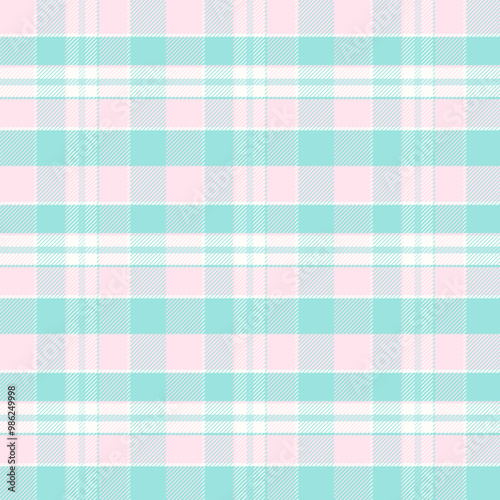Plaid with twill weave repeat pattern in pastel colors.Gingham seamless pattern with stripes.Checkered tartan Geometric graphic vector illustration background.