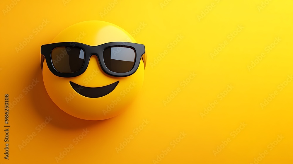 Smiling Emoji with Sunglasses on a Yellow Background