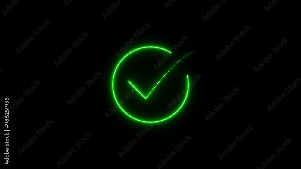 glowing neon color check mark animation icon confirm tick sign select correct accept circle ok sign animated on black background glowing neon color check mark animation icon confirm tick sign select correct accept circle ok sign animated on black background