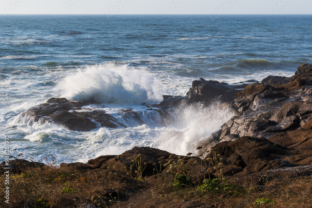 Waves Crashing on Rocks, Boiler Bay State Park, Oregon Coast Waves Crashing on Rocks, Boiler Bay State Park, Oregon Coast