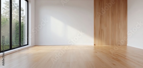 Wallpaper Mural Light-filled modern interior with wooden flooring and a minimalist design. Perfect for showcasing style and functionality. Torontodigital.ca