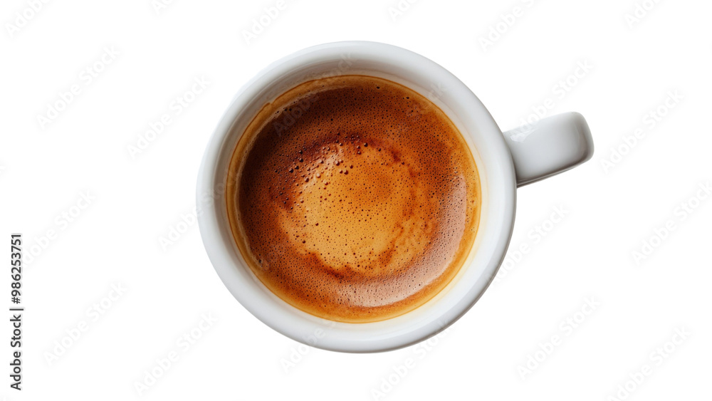 Freshly brewed espresso in a small cup isolated on transparent background, PNG file Freshly brewed espresso in a small cup isolated on transparent background, PNG file