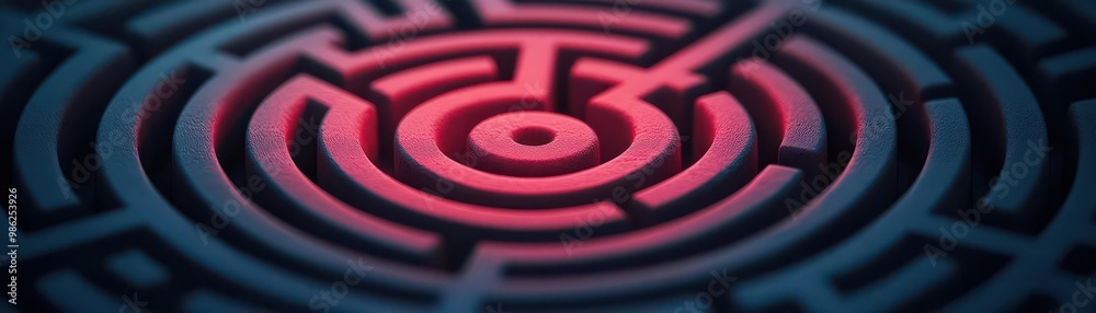 A vibrant maze design with a striking red and blue color scheme, perfect for representing challenges and problem-solving. A vibrant maze design with a striking red and blue color scheme, perfect for representing challenges and problem-solving.