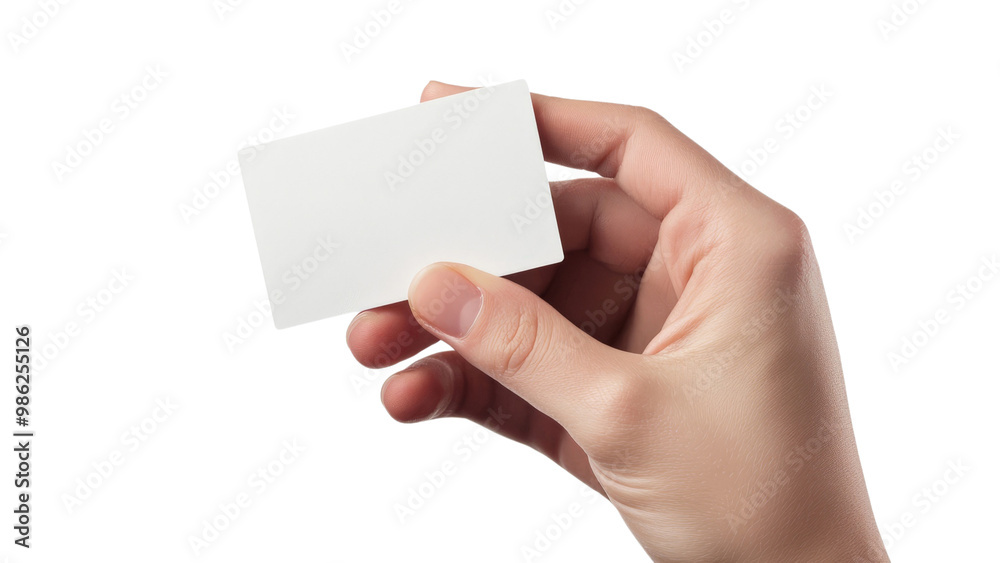 Hand holding a business card, isolated isolated on transparent background, PNG file Hand holding a business card, isolated isolated on transparent background, PNG file