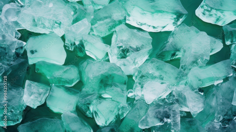 A captivating close-up of translucent green ice crystals creating an enchanting, abstract mosaic that evokes a sense of coolness and purity. A captivating close-up of translucent green ice crystals creating an enchanting, abstract mosaic that evokes a sense of coolness and purity.