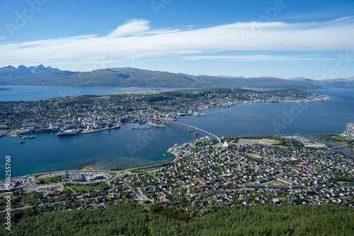 View over Tromso, Norway from Storsteinen viewpoint photo