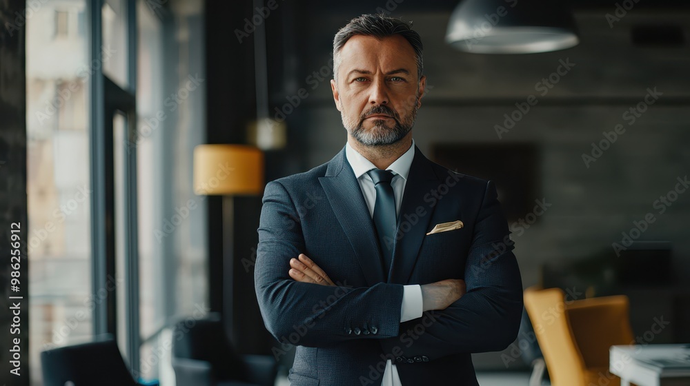 Professional businessman or company manager, executive looking at the camera, standing in the office. Professional businessman or company manager, executive looking at the camera, standing in the office.