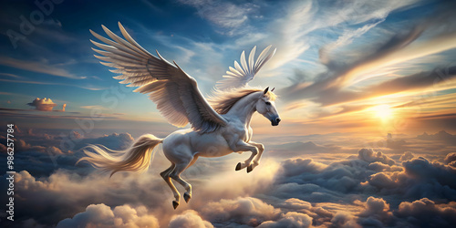 Majestic mythical flying horse with wings, mythical, horse, wings, flying, fantasy, creature, Greek, legend, majestic, majestic