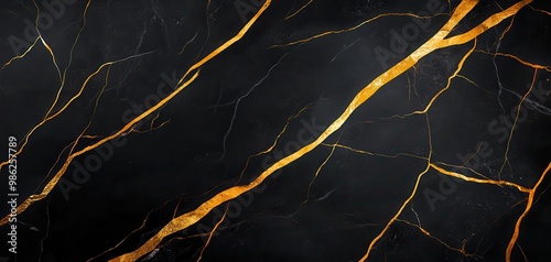 Stunning black marble with gold veins, ideal for luxury backgrounds.