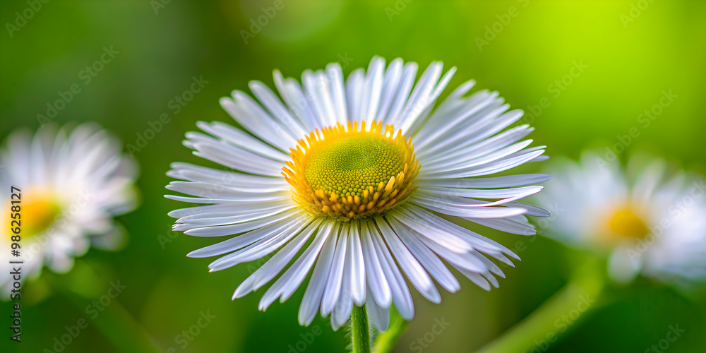 Obraz premium Close up of daisy fleabane flower in bloom, daisy fleabane, wildflower, nature, plant, white petals, small flower, outdoors