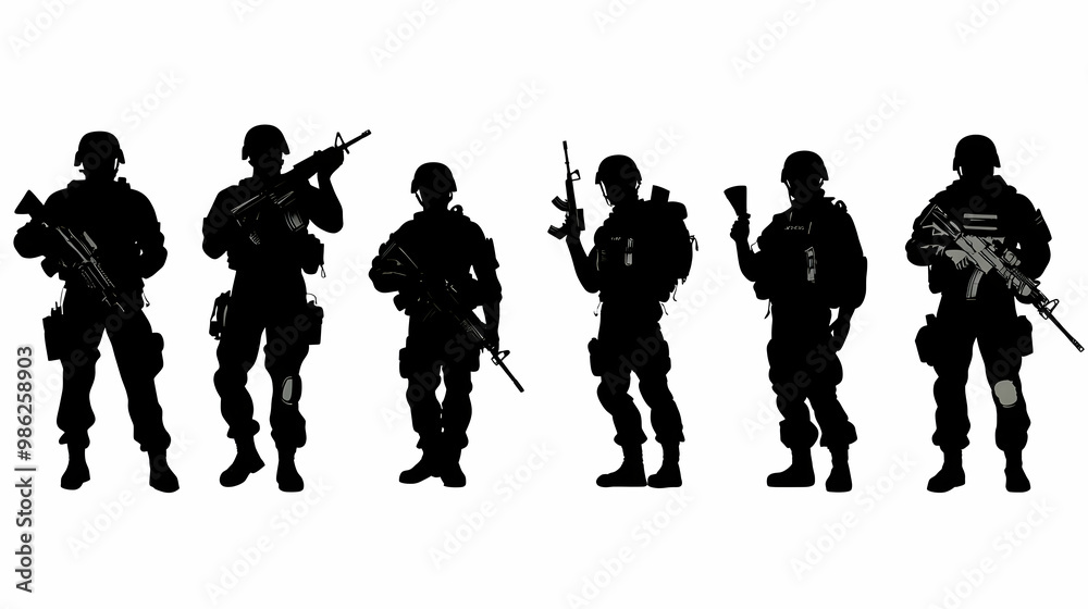 Naklejka premium Soldiers silhouettes. US Army.