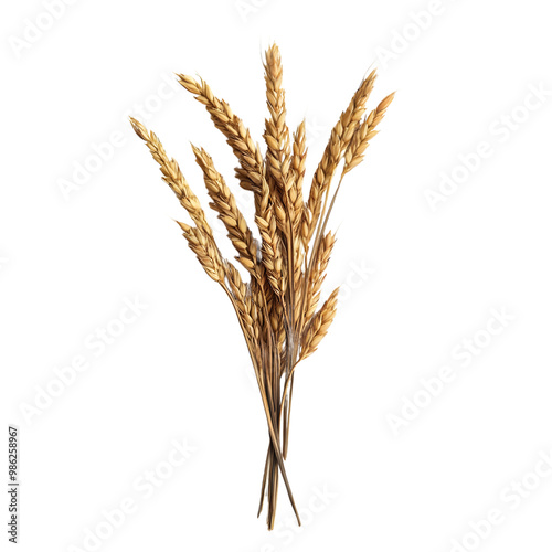 Golden wheat stalks against transparent background: nature's bounty highlighted