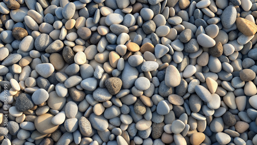 Textured gravel stones in various shapes and sizes on a surface Textured gravel stones in various shapes and sizes on a surface
