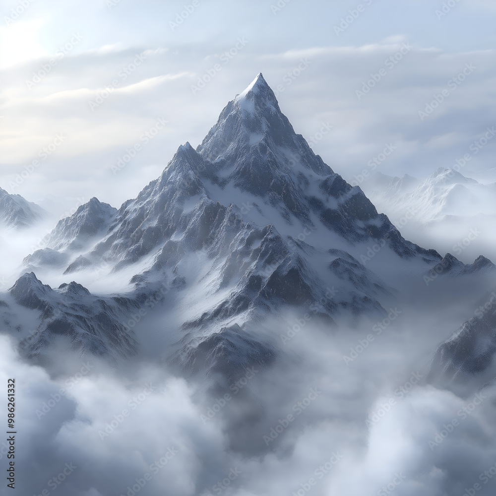 Majestic Mountain Peak Soaring Above the Clouds Majestic Mountain Peak Soaring Above the Clouds