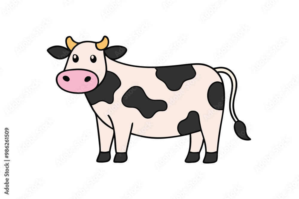 Charming flat cartoon cow in soft colors, featuring bold shapes and a modern minimalist design. Charming flat cartoon cow in soft colors, featuring bold shapes and a modern minimalist design.