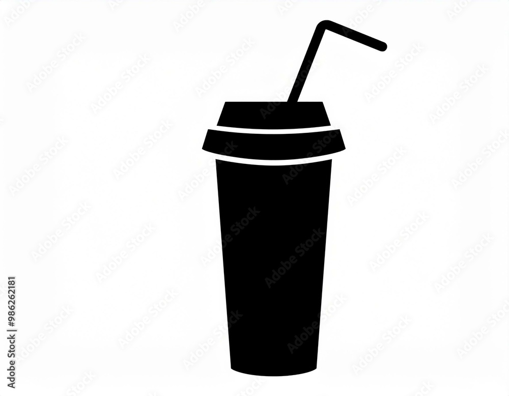 schwarze Silhouette Kontrast Softdrink Icon, isoliert auf weißen Hintergrund, Freisteller 