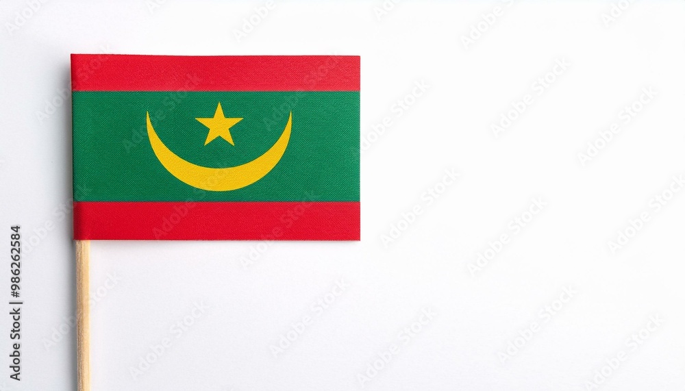 Naklejka premium 小さな紙のモーリタニア・イスラム共和国の国旗（small paper Mauritania flag） 