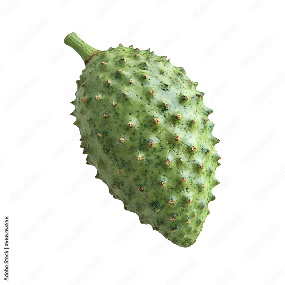Fresh green soursop isolated on transparent background: vibrant tropical fruit Fresh green soursop isolated on transparent background: vibrant tropical fruit