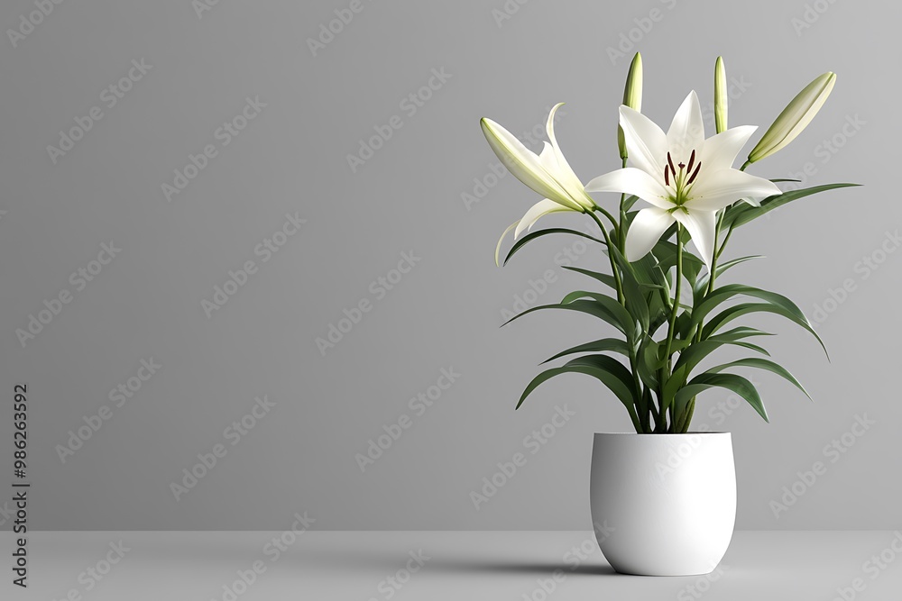 White Lily Bouquet in a Minimalist Setting White Lily Bouquet in a Minimalist Setting