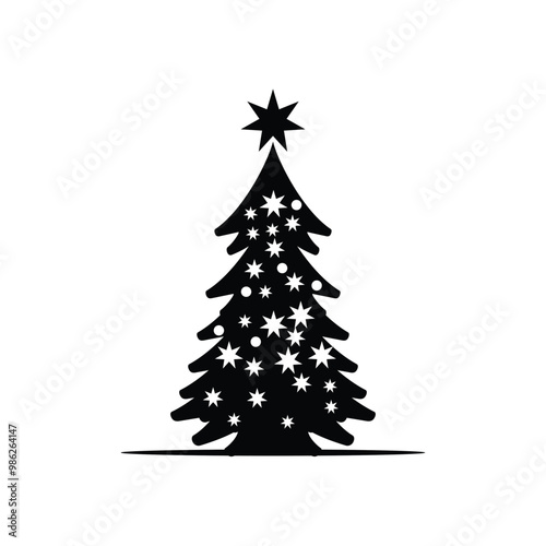 Black light Pine Tree Christmas icon vector