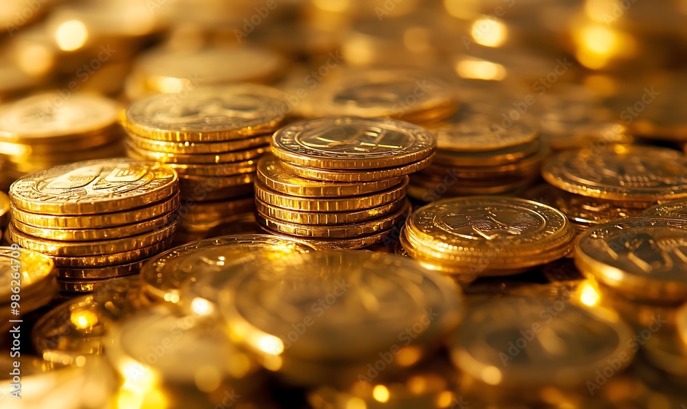 Stacked Gold Bitcoin Cryptocurrency Coins Stacked Gold Bitcoin Cryptocurrency Coins