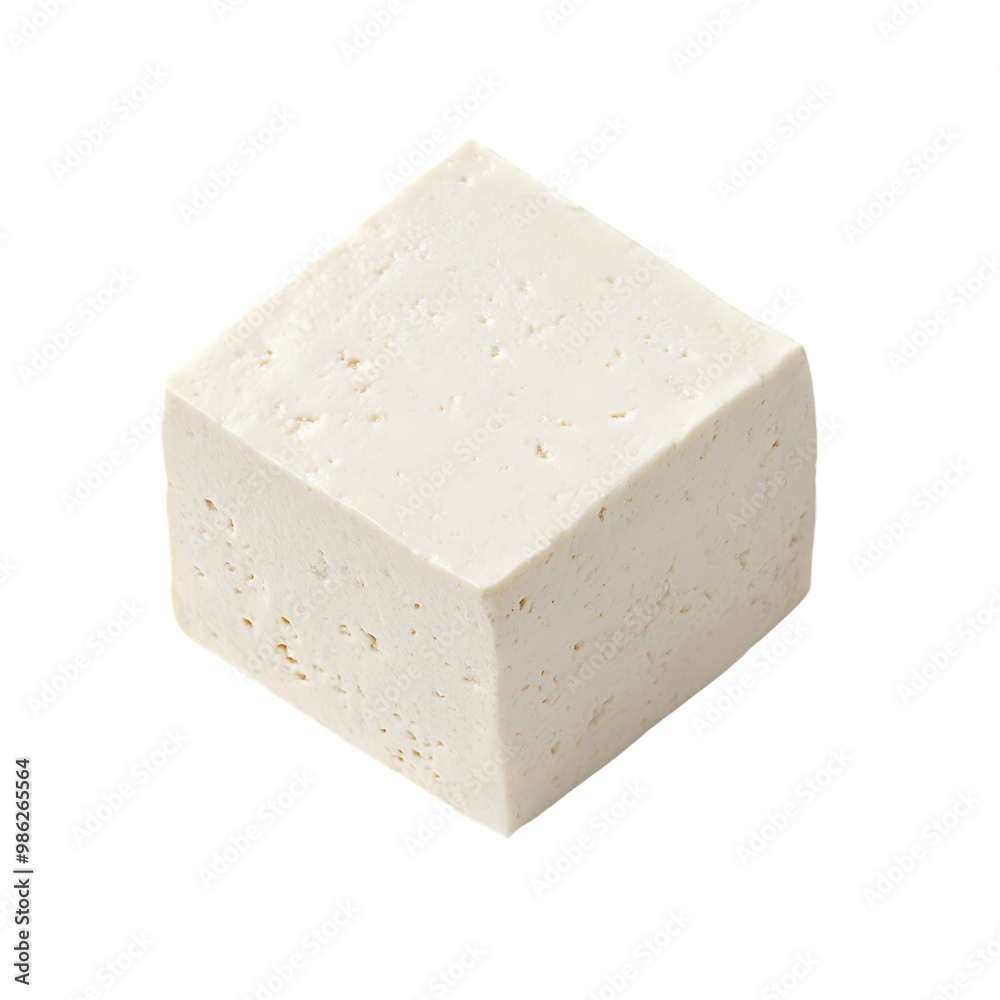 Minimalist tofu cube on transparent background featuring modern vegan aesthetic Minimalist tofu cube on transparent background featuring modern vegan aesthetic