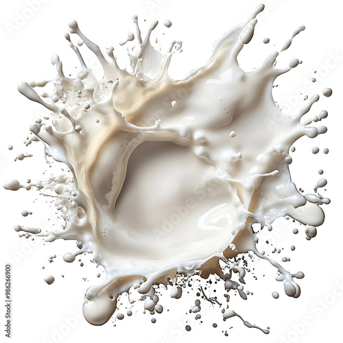 Milk Splashing and Creating a Circular Shape on a Transparent Background, Ideal for Graphic Design or Video Editing Projects