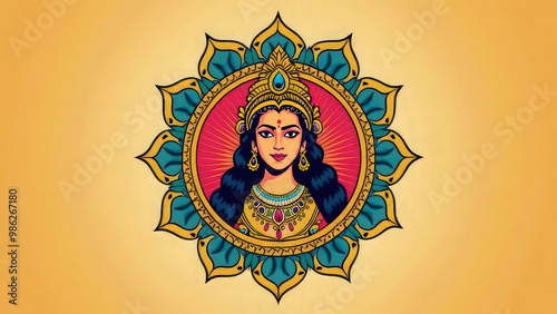A minimalist logo for a Durga Puja committee, blending traditional symbols like Durga’s stylized eyes, and all in a sleek, contemporary design with bold lines and subtle color accents