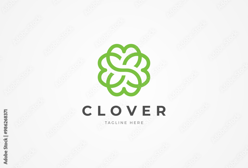 Initial Letter S Clover Logo.  Letter S with Clover icon combination Logo template element. vector illustration