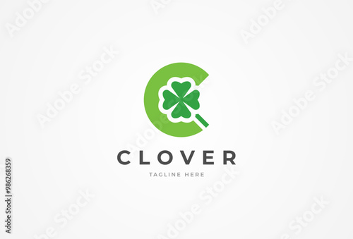 Initial Letter C Clover Logo.  Letter C with Clover icon combination Logo template element. vector illustration