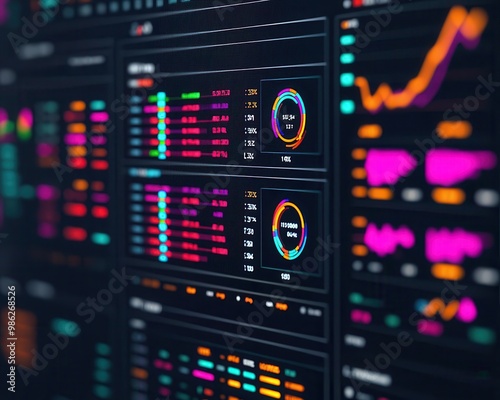 Digital financial dashboard showing portfolio growth, performance analysis, investment success