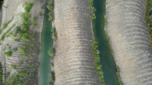 Mining tailings from a dredge near Dawson City, the Yukon, Canada.