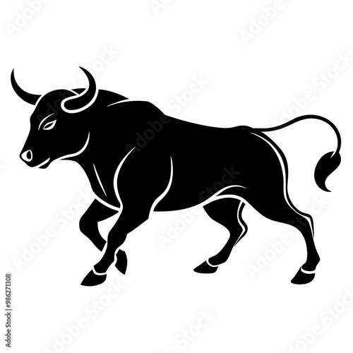 Angry Bull Silhouette Vector illustration 