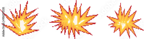 Comic boom,blast, explosion pixel art, vector ieps10