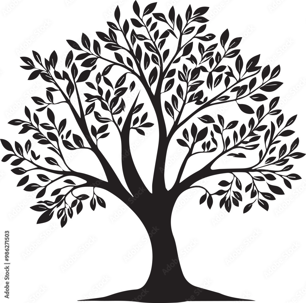 Obraz premium Tree coloring pages, Tree outline silhouette vector, Oak tree coloring page 