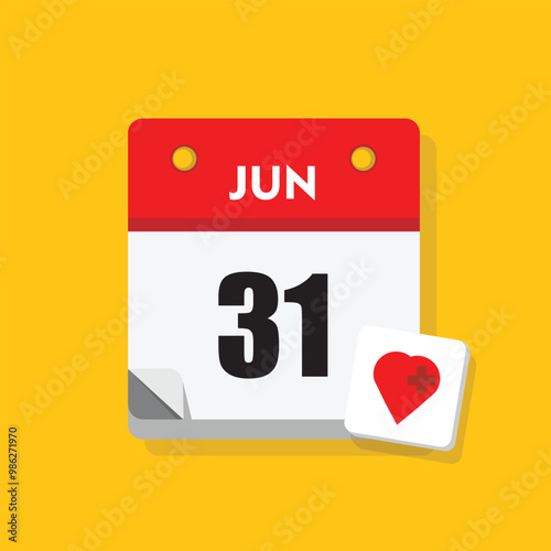 calender icon, 31 june icon with yellow background