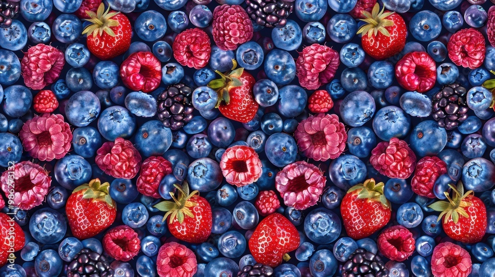 Seamless Repetitive background of blueberry and strawberry Seamless Repetitive background of blueberry and strawberry