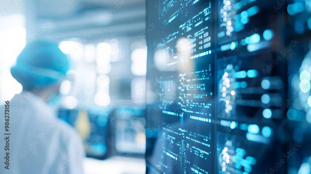 Medical professional reviewing data on a digital display, emphasizing advanced technology in modern healthcare diagnostics. Medical professional reviewing data on a digital display, emphasizing advanced technology in modern healthcare diagnostics.