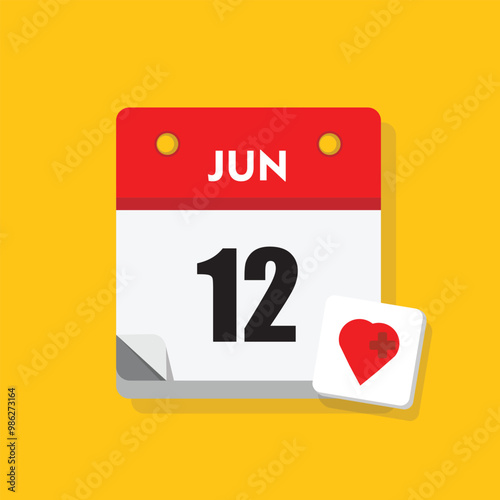 calender icon, 12 june icon with yellow background