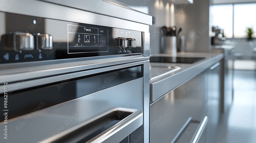 Modern Black Coffee Machine in a Stylish Kitchen with Cup - Sleek Home Appliance Closeup Modern Black Coffee Machine in a Stylish Kitchen with Cup - Sleek Home Appliance Closeup