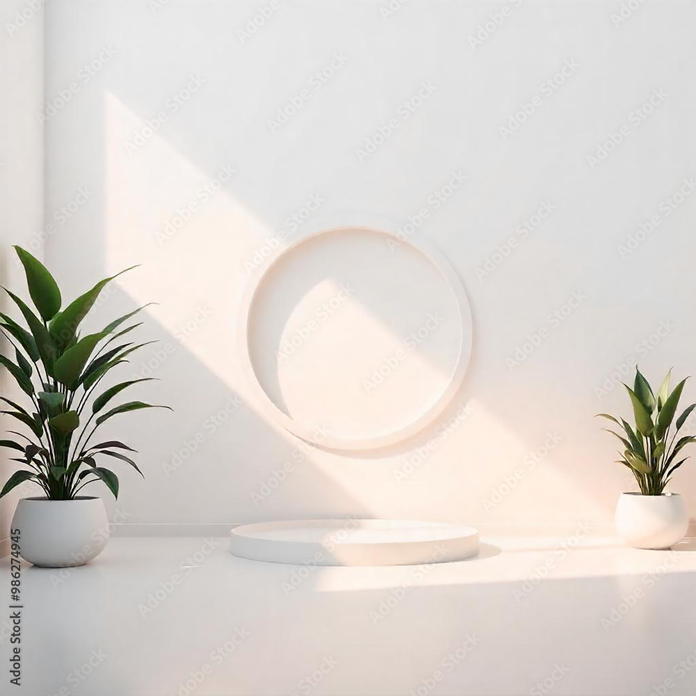 3d walls Background with simple white  and plan