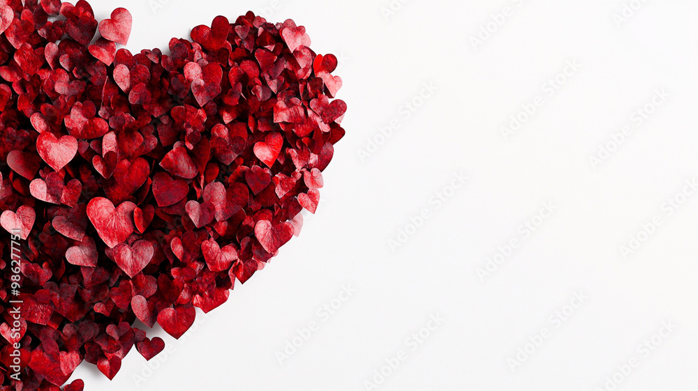 Abstract heart made of red overlapping hearts on a white background - minimalistic love and romance themed vector illustration. Abstract heart made of red overlapping hearts on a white background - minimalistic love and romance themed vector illustration.